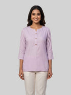 Women Light Purple Rayon Short Kurti