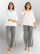 Light Blue & Light Peach  Everyday Cotton Square Neck Top