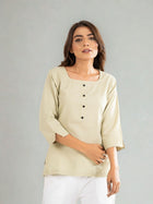 Light Green Everyday Cotton Square Neck Top