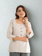 Light Grey Everyday Cotton Square Neck Top