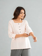 Light Peach Everyday Cotton Square Neck Top