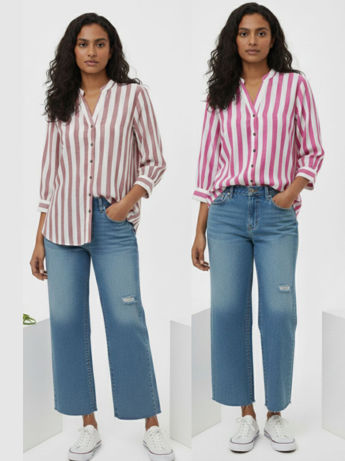 Pack Of 2 Maroon And Pink Shoulder Stripe Shirts