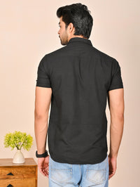 Mens solid Black Half Sleeve Cotton shirt