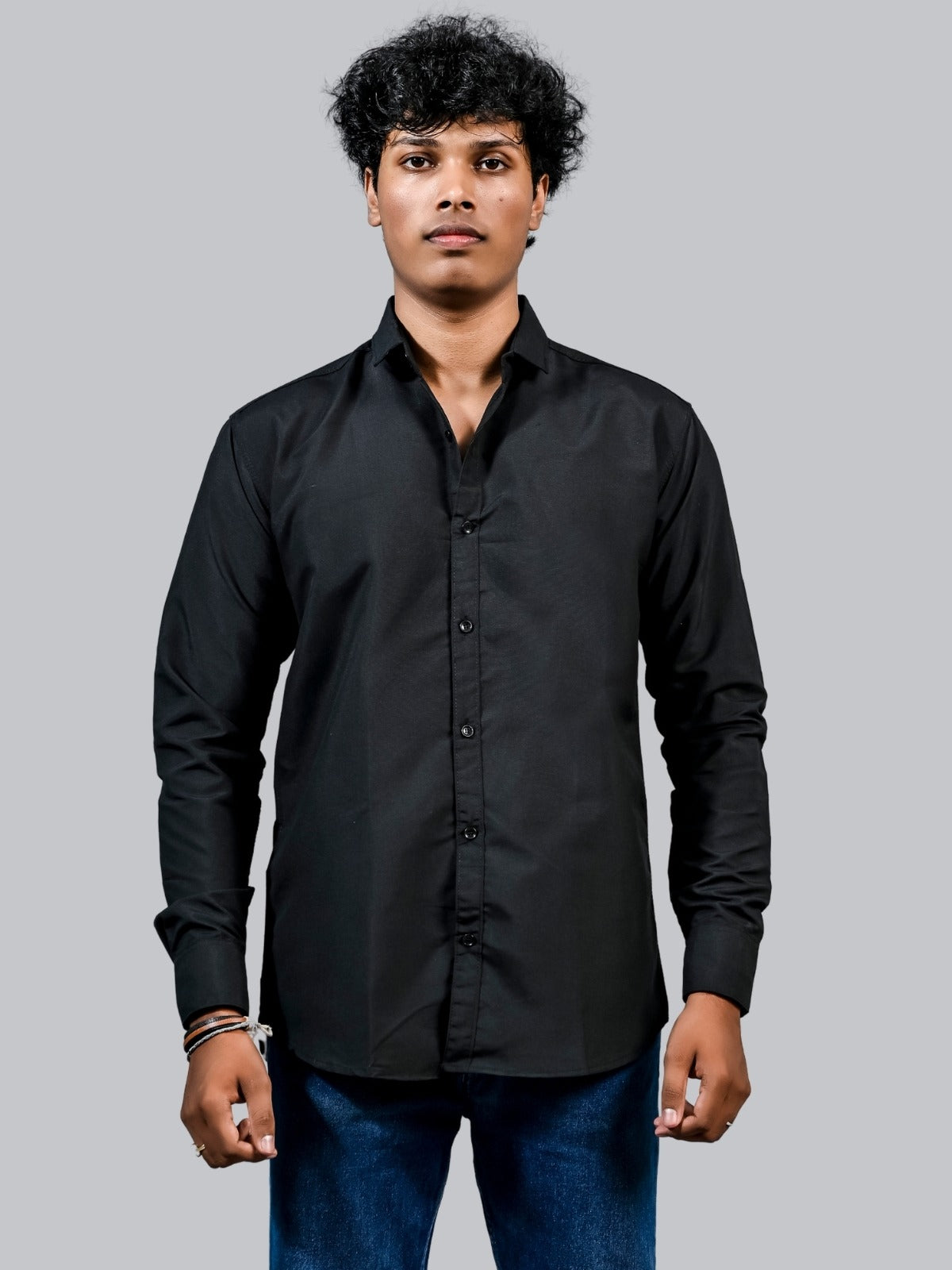 Mens solid Black Full Sleeve Cotton shirt