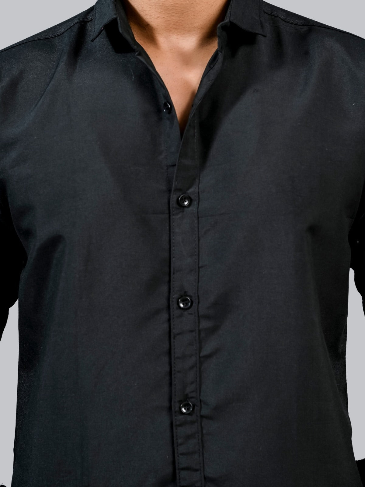 Mens solid Black Full Sleeve Cotton shirt