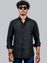 Mens solid Black Full Sleeve Cotton shirt