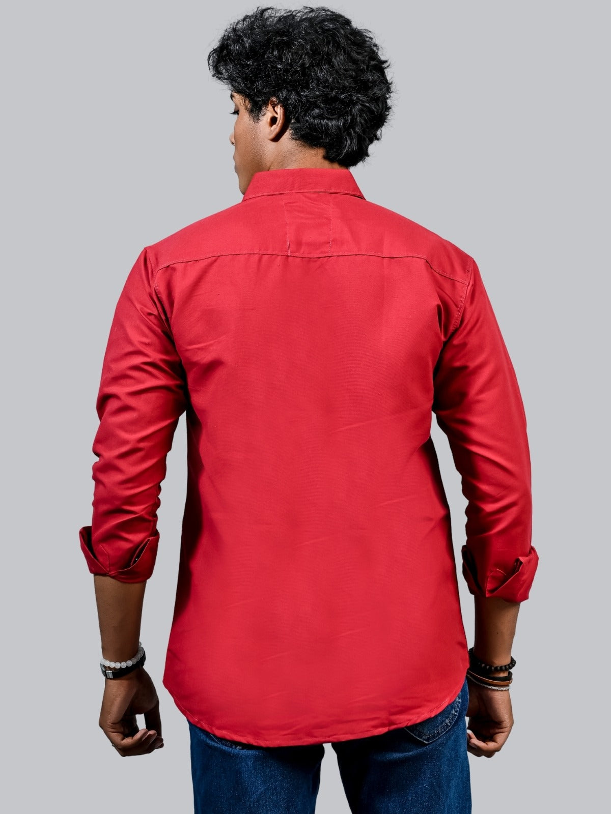 Mens solid Red Full Sleeve Cotton shirt