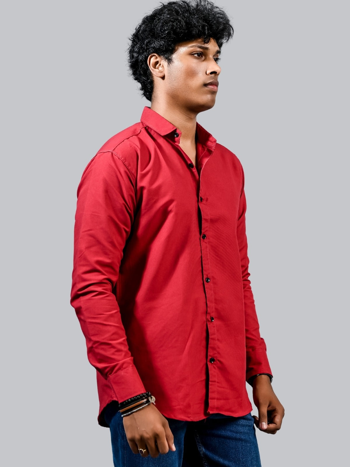 Mens solid Red Full Sleeve Cotton shirt