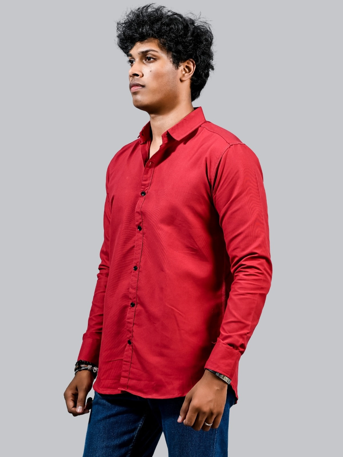 Mens solid Red Full Sleeve Cotton shirt