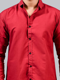 Mens solid Red Full Sleeve Cotton shirt