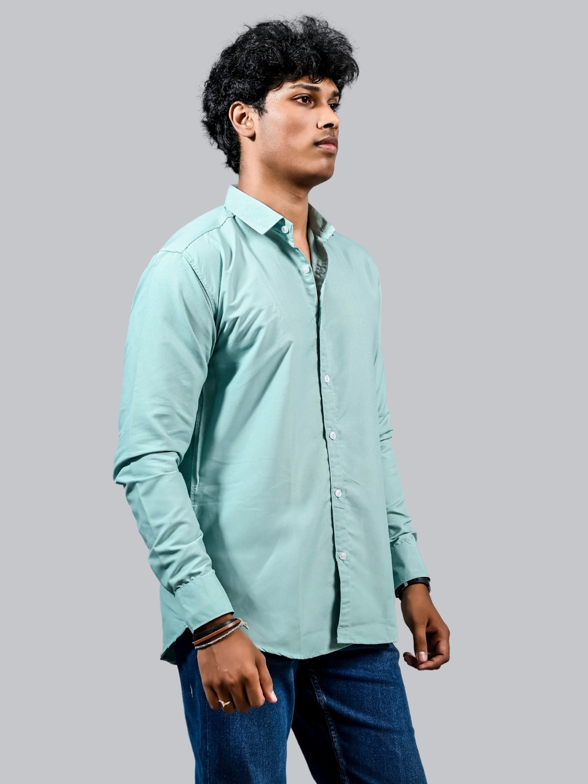 Mens solid Ice Blue Full Sleeve Cotton shirt