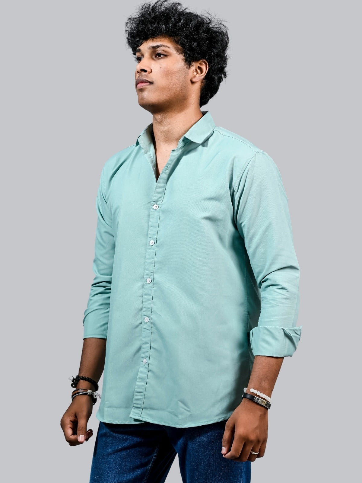 Mens solid Ice Blue Full Sleeve Cotton shirt