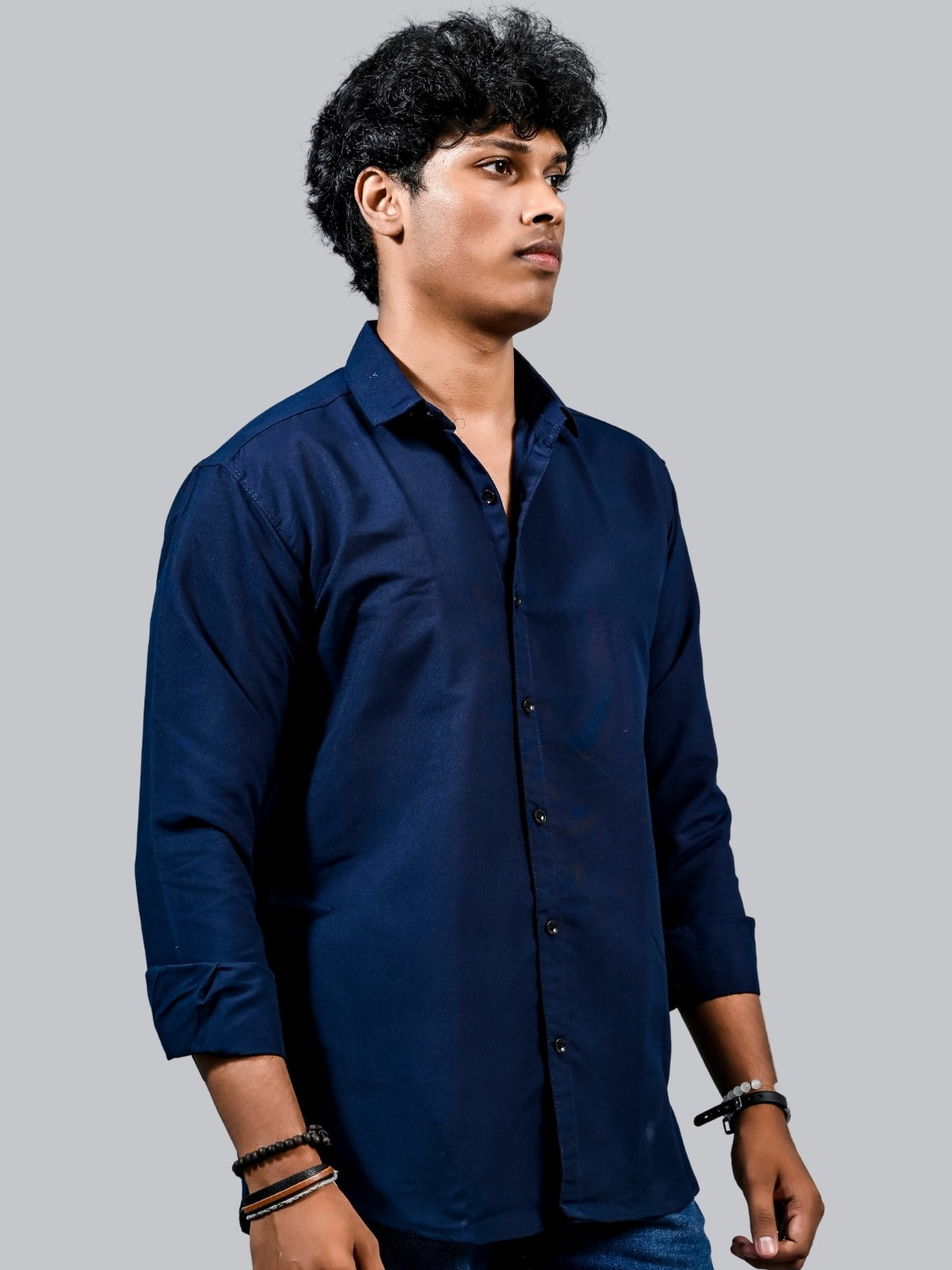 Mens solid Navy Blue Full Sleeve Cotton shirt