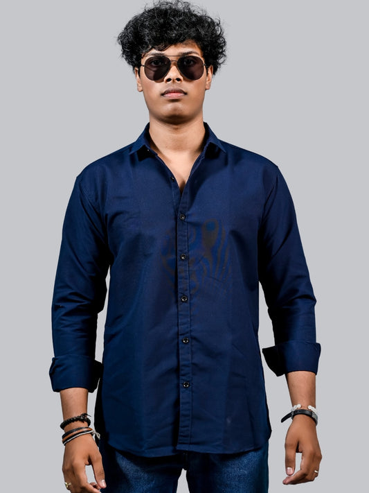 Mens solid Navy Blue Full Sleeve Cotton shirt