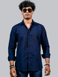 Mens solid Navy Blue Full Sleeve Cotton shirt