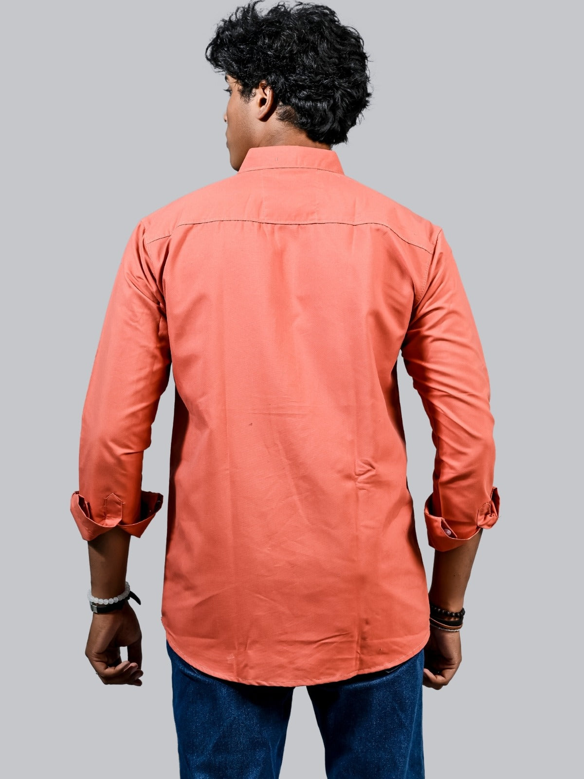 Mens solid Peach Full Sleeve Cotton shirt