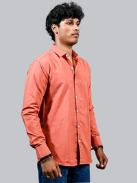 Mens solid Peach Full Sleeve Cotton shirt