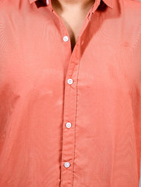 Mens solid Peach Full Sleeve Cotton shirt