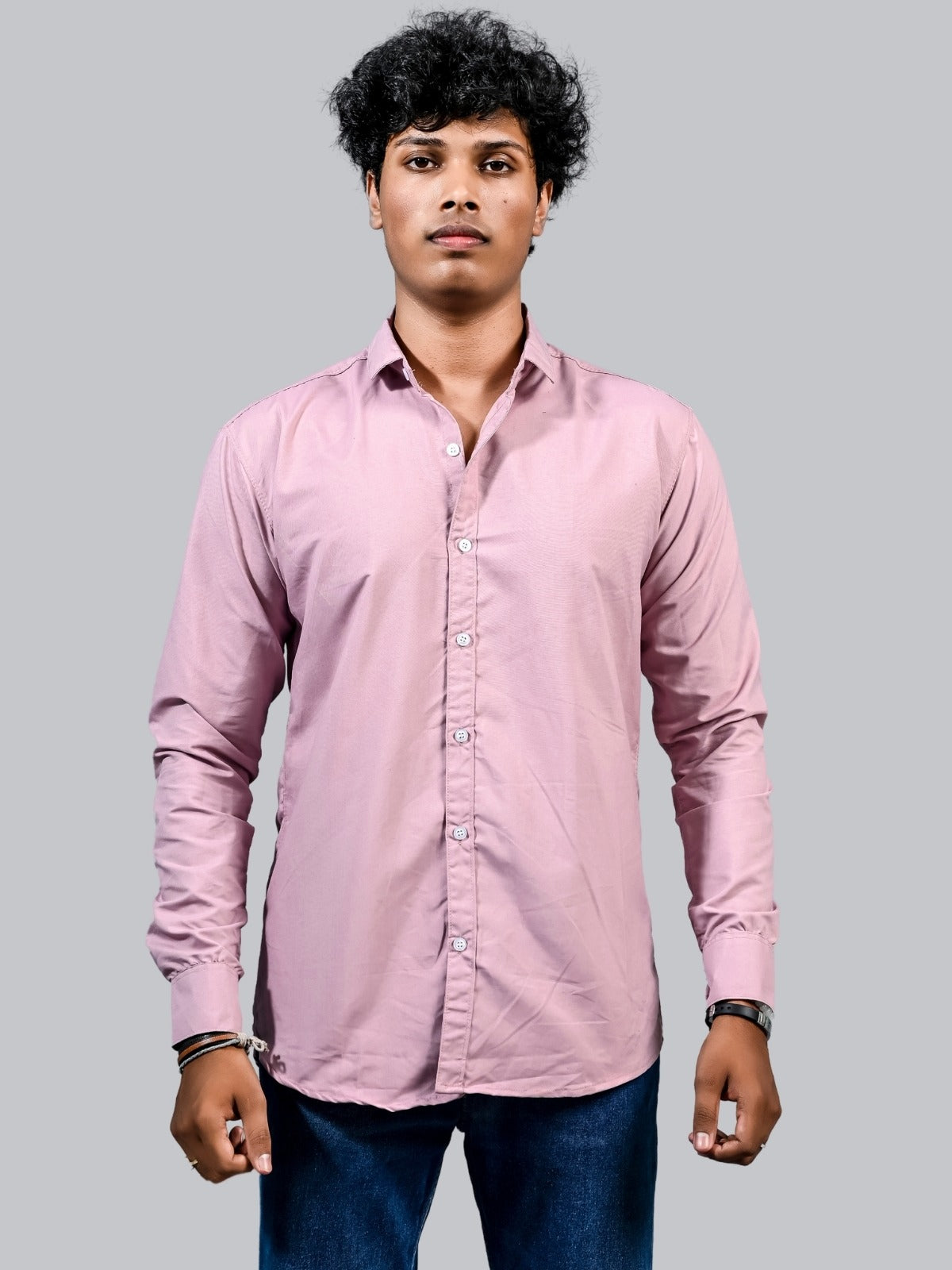 Mens solid Pink Full Sleeve Cotton shirt