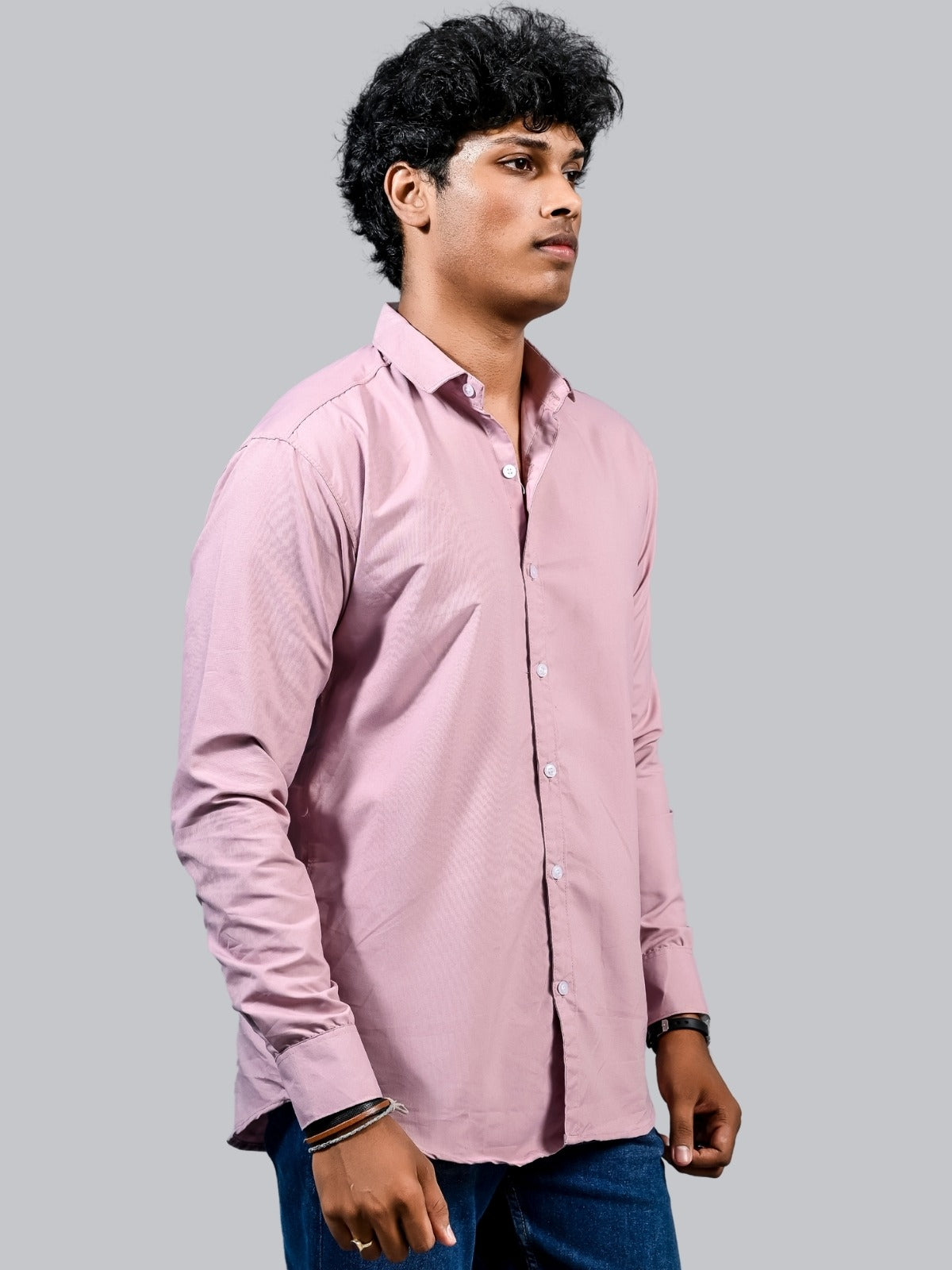 Mens solid Pink Full Sleeve Cotton shirt