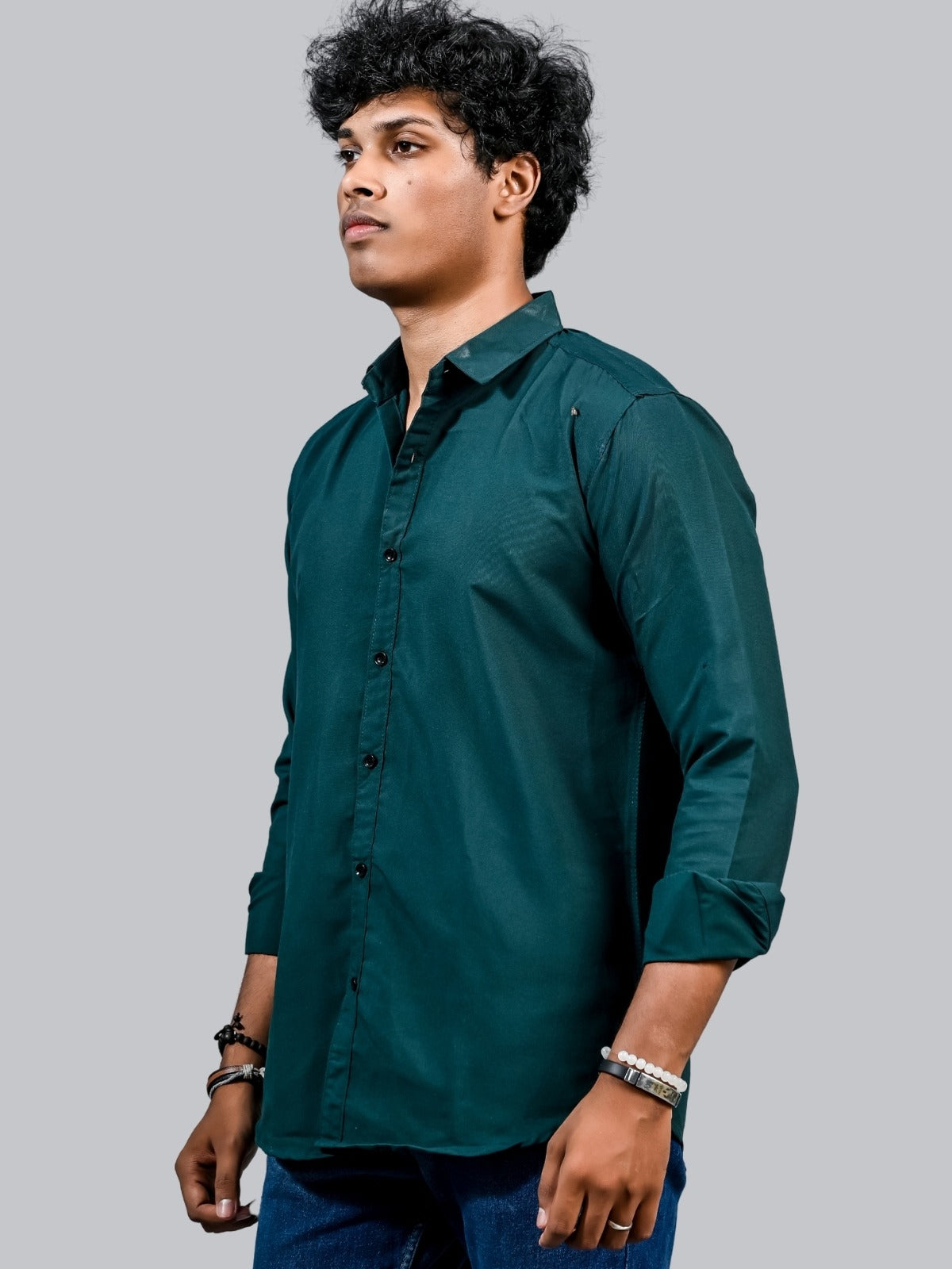 Mens solid Teal Blue Full Sleeve Cotton shirt