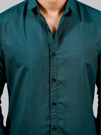 Mens solid Teal Blue Full Sleeve Cotton shirt