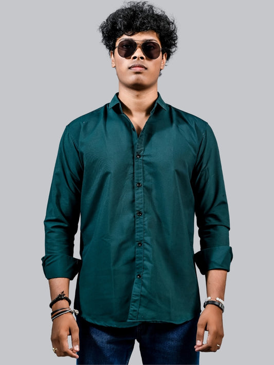 Mens solid Teal Blue Full Sleeve Cotton shirt