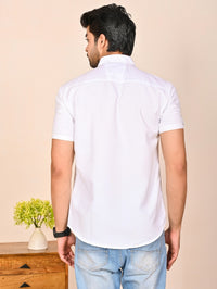 Mens solid White Half Sleeve Cotton shirt