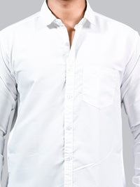 Mens solid White Full Sleeve Cotton shirt