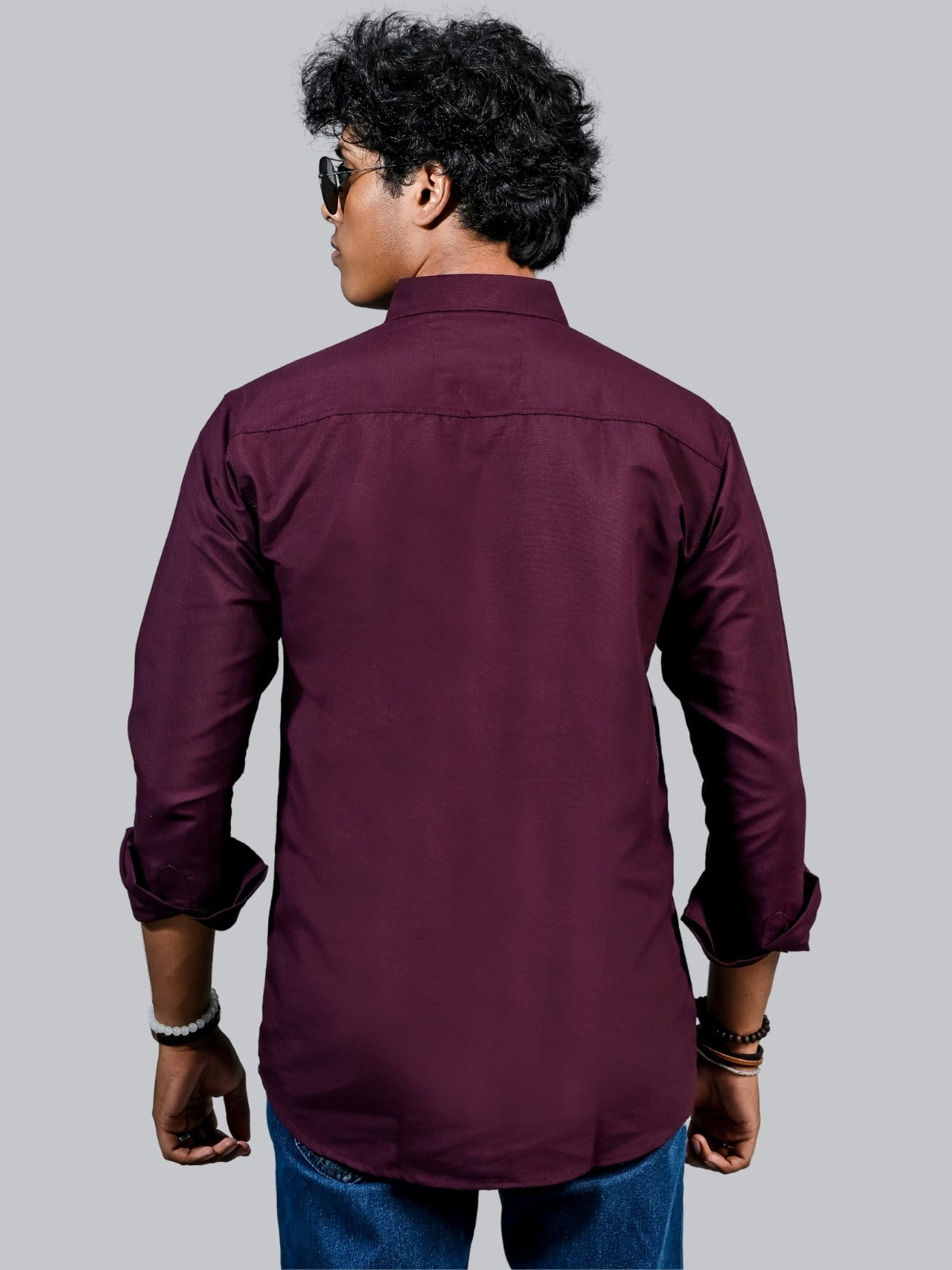 Mens solid Wine Full Sleeve Cotton shirt