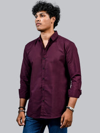 Mens solid Wine Full Sleeve Cotton shirt