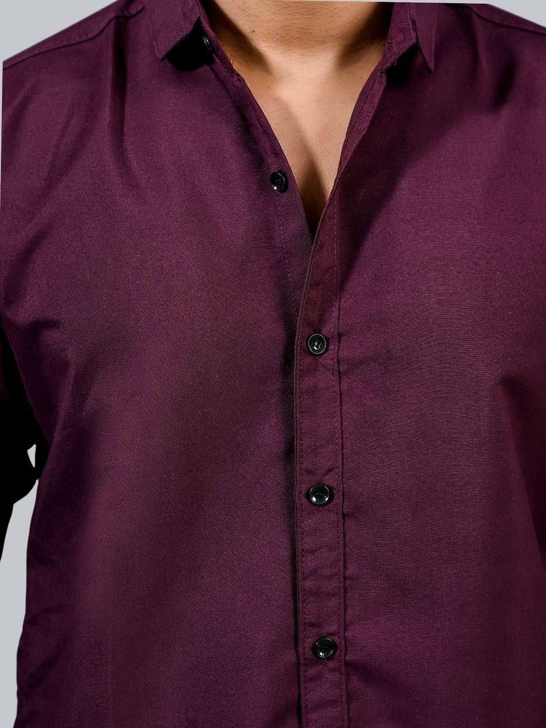 Mens solid Wine Full Sleeve Cotton shirt