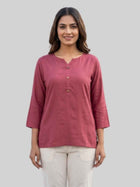 Women Peach Rayon Short Kurti