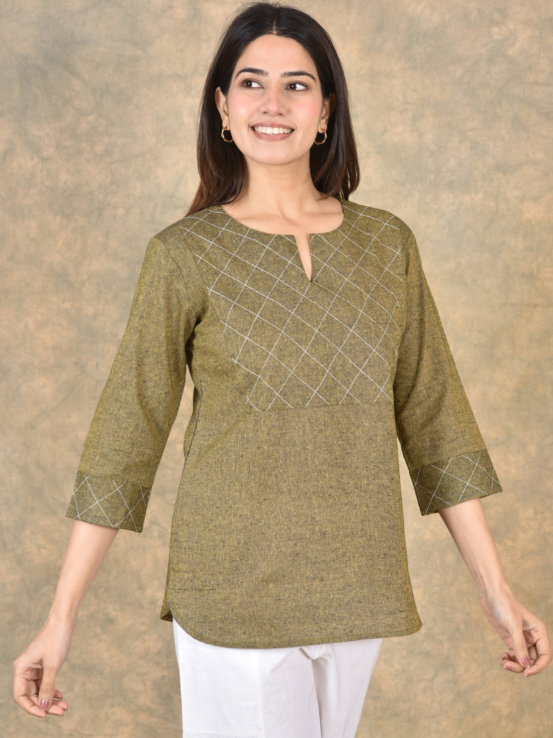 Handloom Cotton Yoke Top Combo Pack of 2 –  Mustard & Tealblue