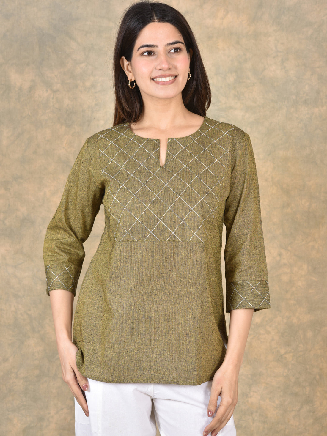 Handloom Cotton Yoke Top Combo Pack of 2 –  Mustard & Pink