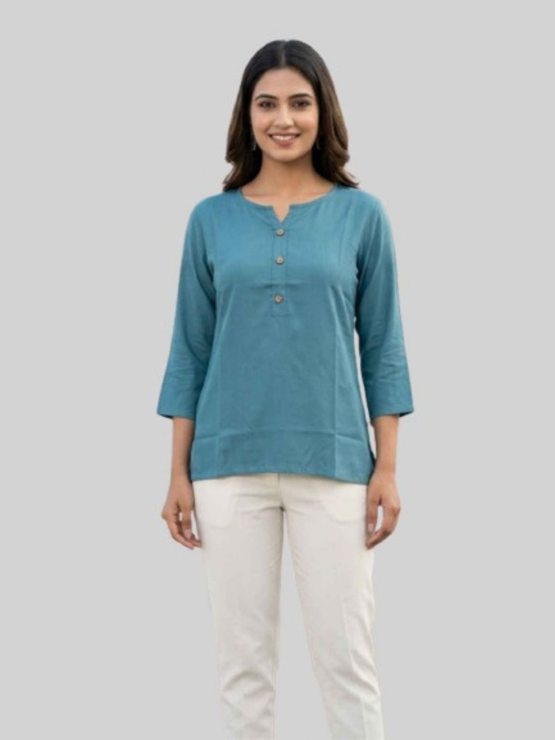 Women Light Grey Rayon Short Kurti