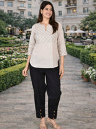 Cream Handloom Cotton Yoke Top