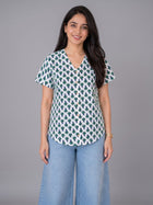 Jaipuri Green Butti Printed Cotton Top-01