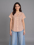 Jaipuri Orange Printed Cotton Top-07