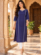 Purple South Cotton straight Kurti with Lace
