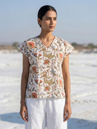 Airy Linen Printed Tops-CF-002