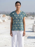 Airy Linen Printed Tops-CF-003
