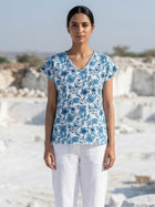 Airy Linen Printed Tops-CF-004