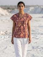 Airy Linen Printed Tops-CF-006