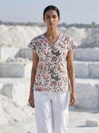Airy Linen Printed Tops-CF-007
