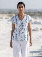 Airy Linen Printed Tops-CF-008