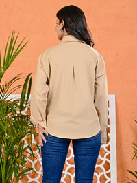 Pack Of 2 Womens Beige And Black Cotton Loose Fit Shirt Combo