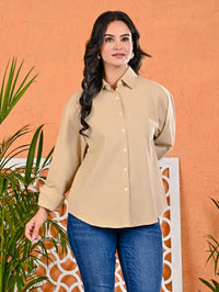 Pack Of 2 Womens Beige And Black Cotton Loose Fit Shirt Combo