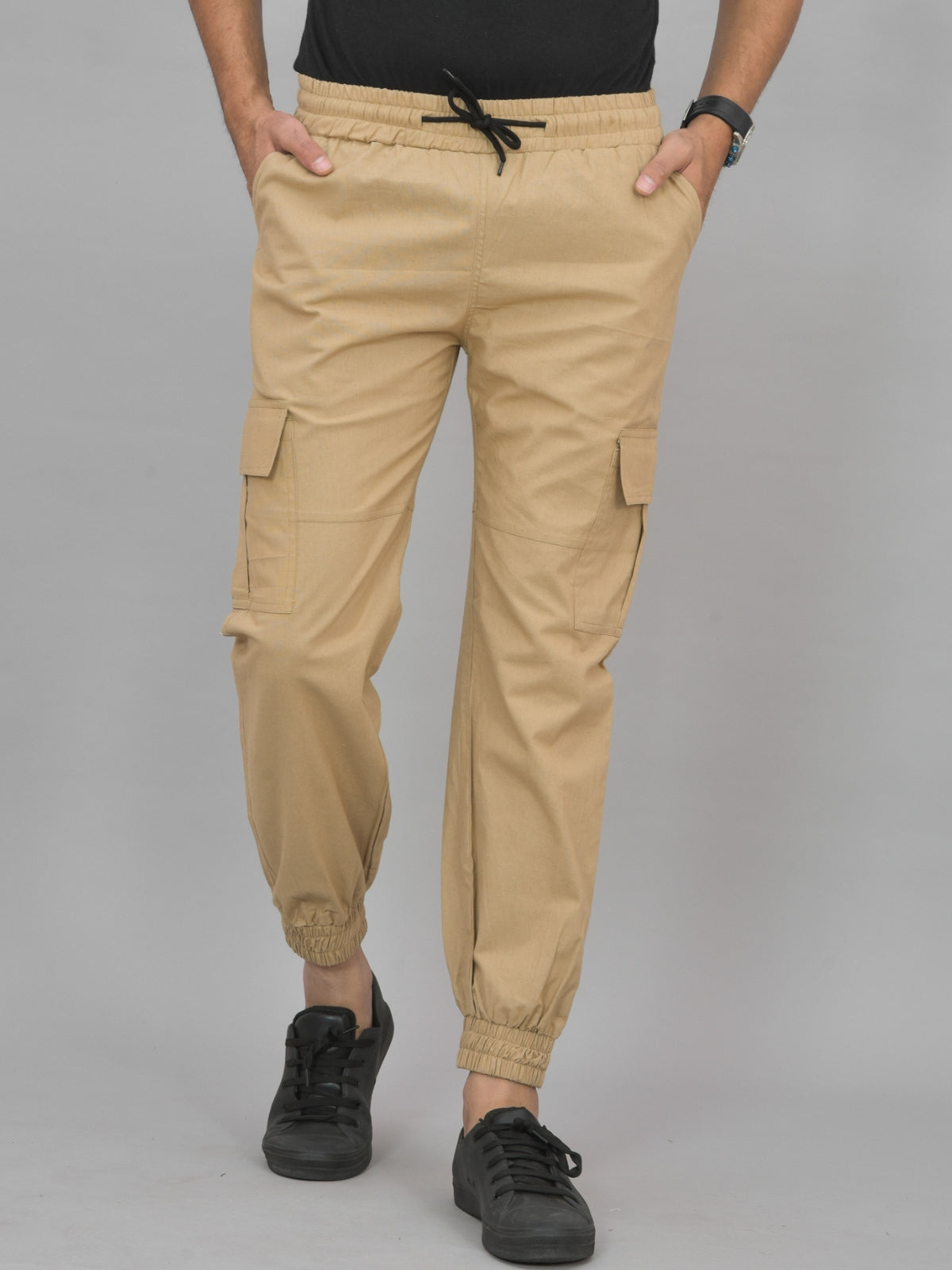 Combo Pack Of Mens Mehndi Green And Beige Five Pocket Cotton Cargo Pants