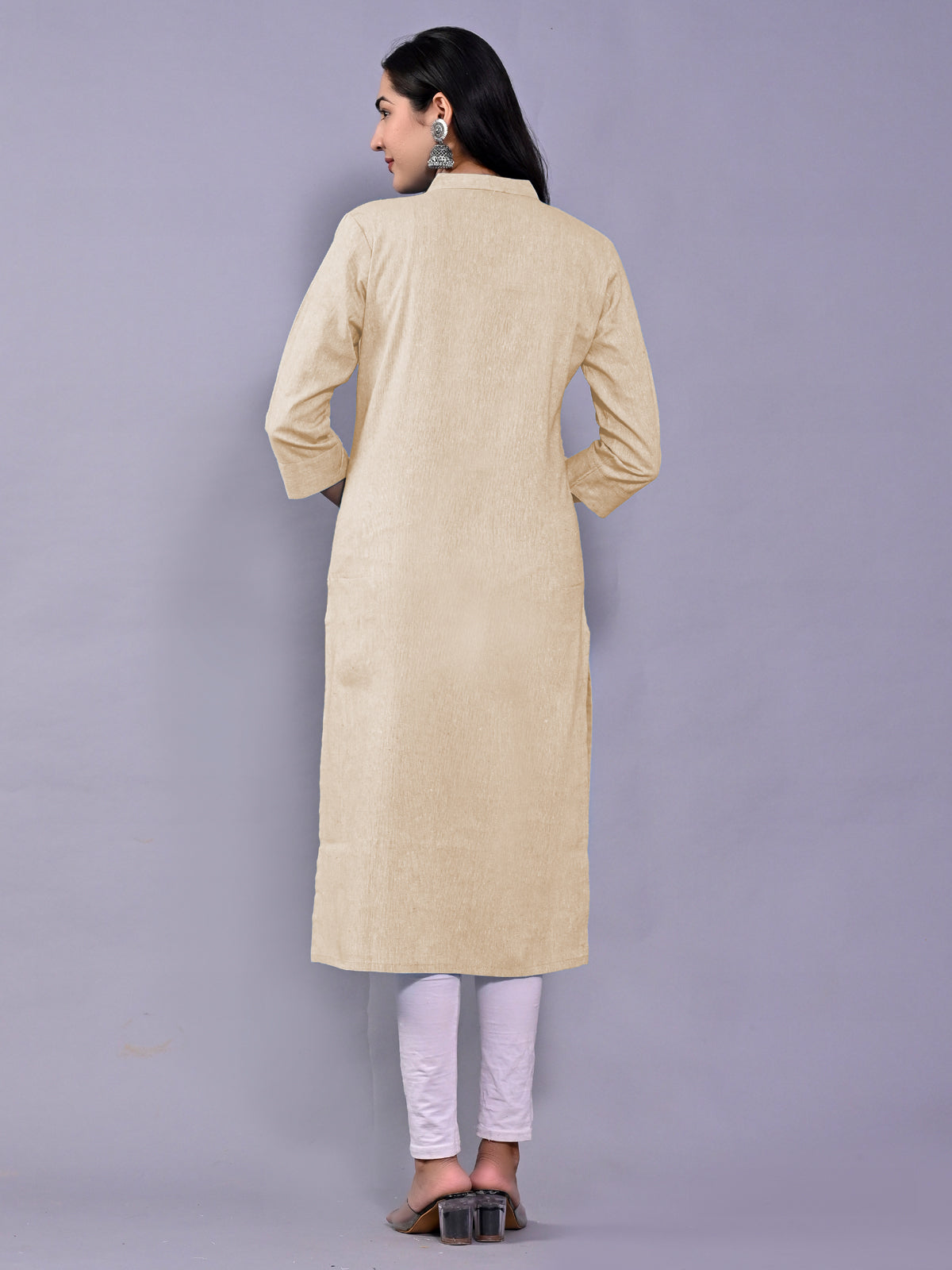 Women Solid Biscuit Woven South Cotton Kurti